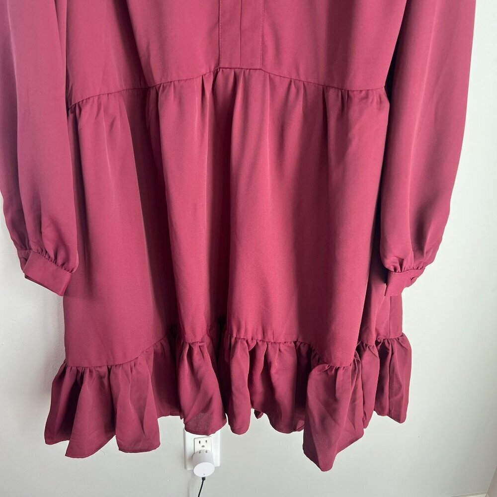 Vince Camuto Women's XXS Solid Long Sleeve Split Neck Tiered Baby Doll Dress - Picture 4 of 11